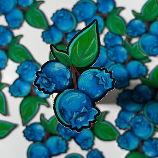Blueberries Die Cut Sticker 2"x3"